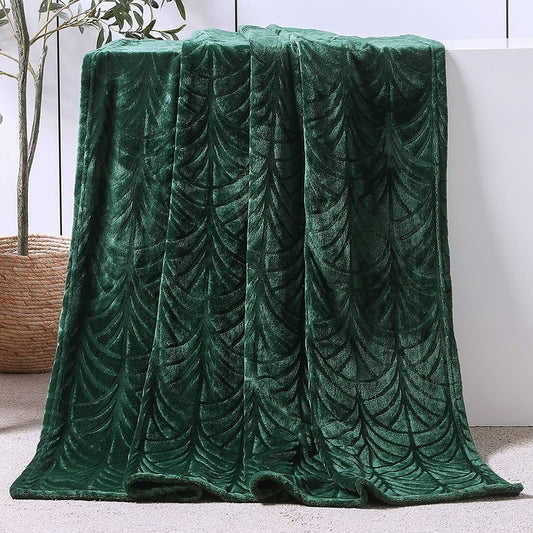 Whale Flotilla Fleece Throw Blanket for Couch, Soft Fluffy Sofa Bed Blanket with Vintage Pattern for All Season, Warm and Lightweight, 50x60 Inch,Deep Green