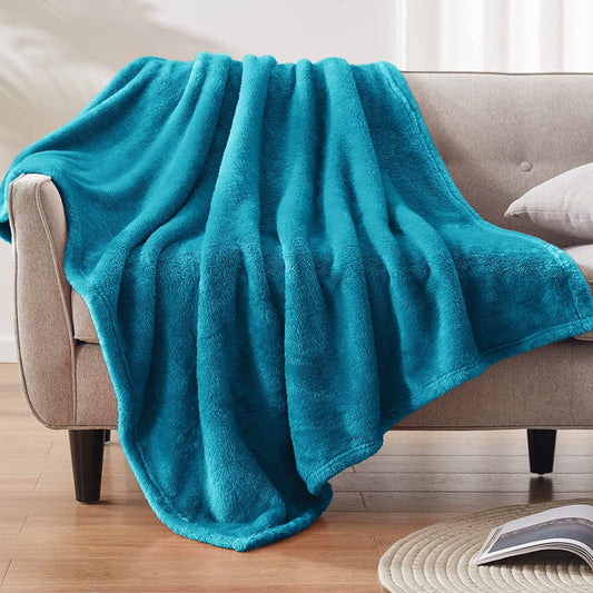 Whale Flotilla Fuzzy Faux Fur Throw Blanket for Couch, Soft Warm Fluffy Fleece Blanket for Bed/Sofa/Camping/Travel, Extra Large and Lightweight, 50x70 Inch, Teal