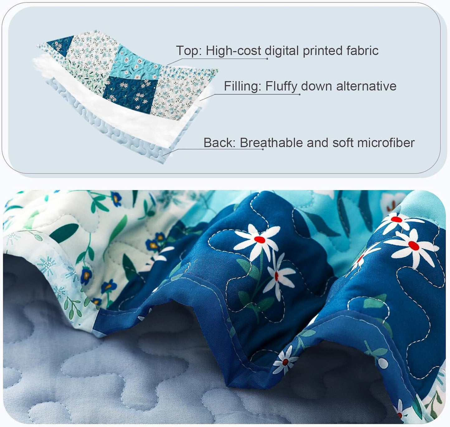 Whale Flotilla Reversible Quilts with Plaid Patchwork Pattern，Full/Queen Size Lightweight Bedspreads including 2 Pillow Shams