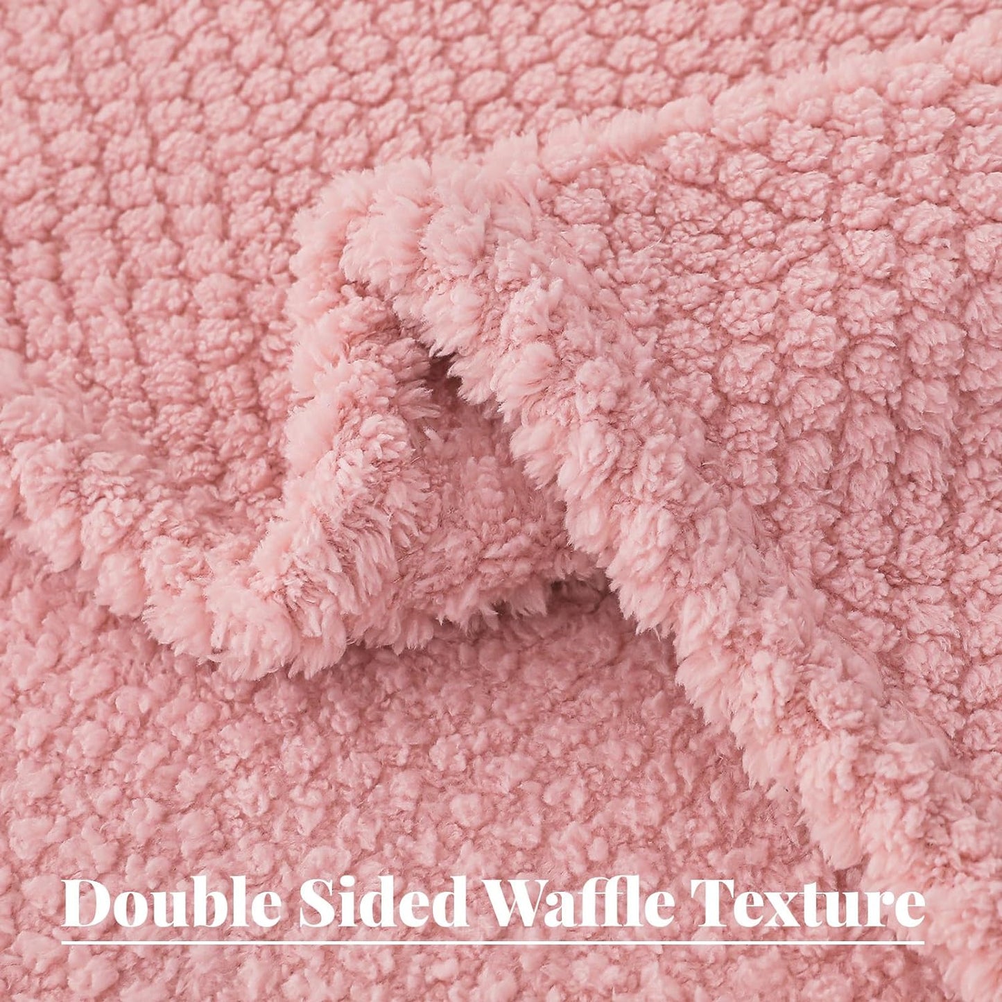 Whale Flotilla Queen Size Fuzzy Fleece Blanket, Fluffy Warm Soft Jacquard Bed Blankets for Fall Winter, Lightweight and Cozy, 90x90 Inch, Pink