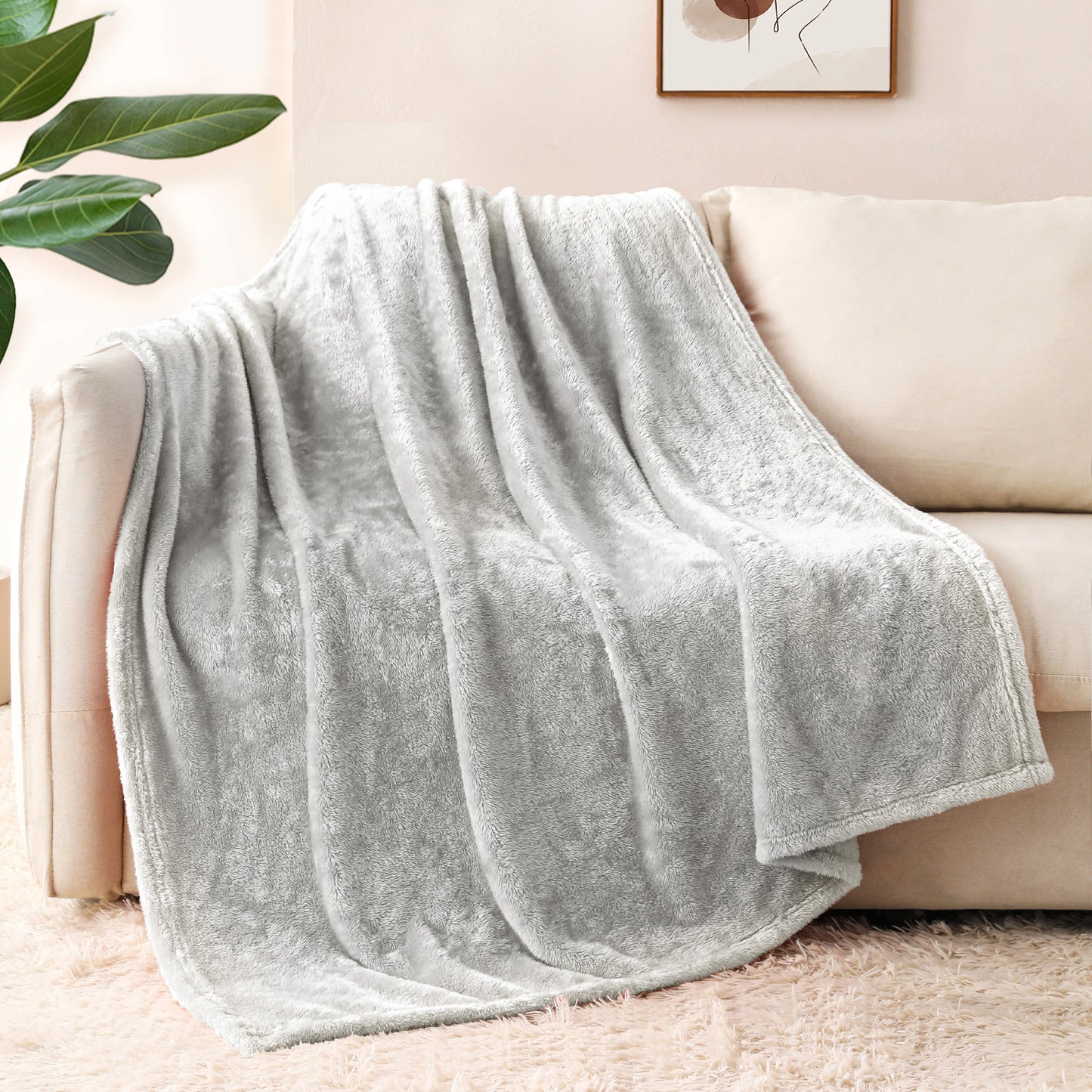 Whale Flotilla Extra Large Fleece Throw Blanket 50x70 Inch, Super Plush and Soft 300GSM Blankets for All Season, Fluffy and Lightweight, Silver Grey