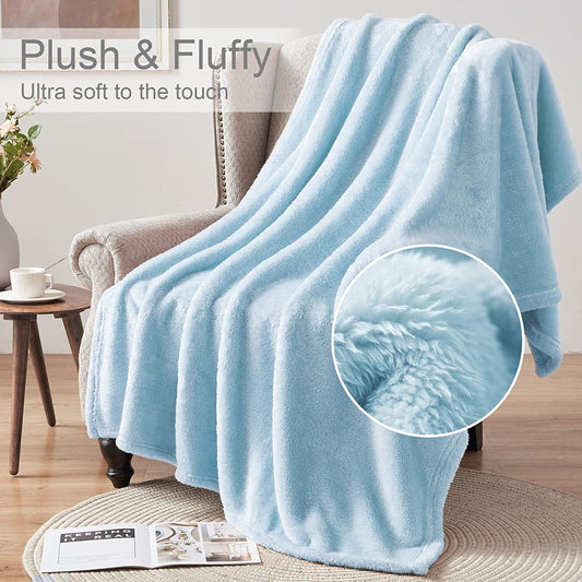 Whale Flotilla Fuzzy Faux Fur Throw Blanket for Couch, Soft Warm Fluffy Fleece Blanket for Bed/Sofa/Camping/Travel, Extra Large and Lightweight, 50x70 Inch, Light Blue