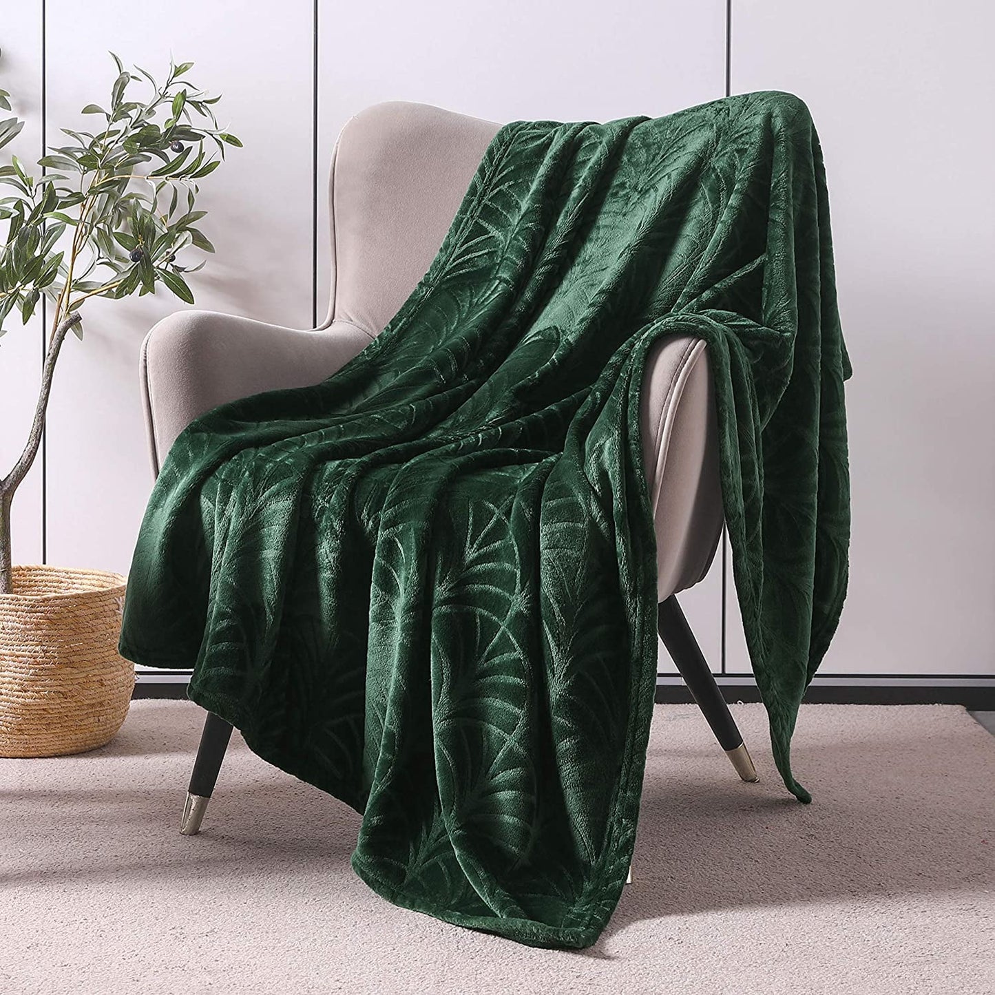 Whale Flotilla Fleece Throw Blanket for Couch, Soft Fluffy Sofa Bed Blanket with Vintage Pattern for All Season, Warm and Lightweight, 50x60 Inch,Deep Green