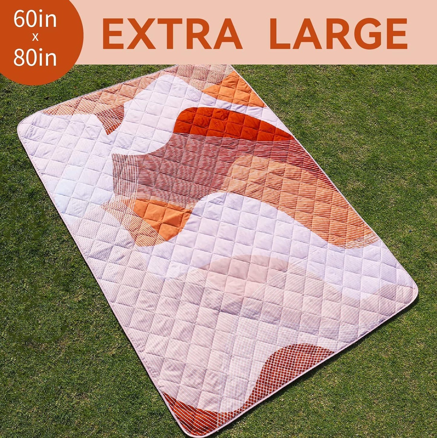 Whale Flotilla Extra Large Outdoor Picnic Blanket (60''x80''), Waterproof Durable Beach Blanket, Foldable Handy Mat Tote Spring Summer Great for Camping and Park, Brown