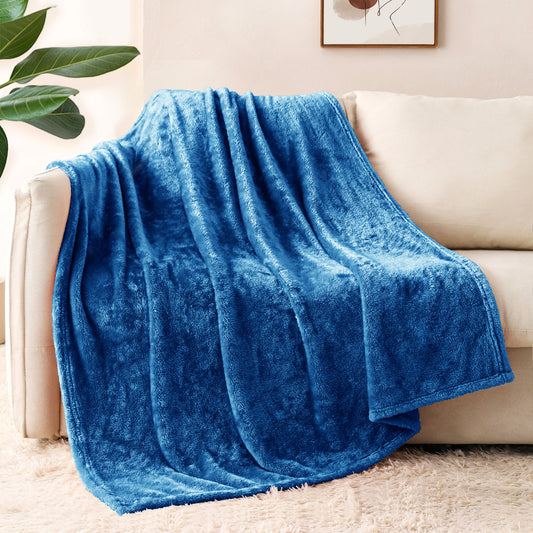 Whale Flotilla Extra Large Fleece Throw Blanket 50x70 Inch, Super Plush and Soft 300GSM Blankets for All Season, Fluffy and Lightweight, Royal Blue