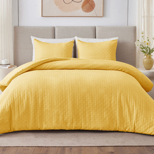 Whale Flotilla 2-Piece Jacquard Braid Ultra Soft Twin Comforter Set, Luxury Reversible Microfiber Comforters Twin Size Bedding Set with Pillowcase, Lightweight Duvet for All Seasons, Yellow