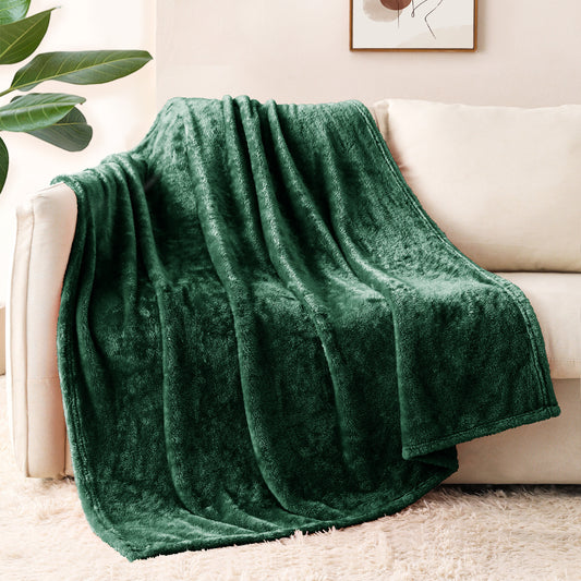 Whale Flotilla Extra Large Fleece Throw Blanket 50x70 Inch, Super Plush and Soft 300GSM Blankets for All Season, Fluffy and Lightweight, Emerald Green