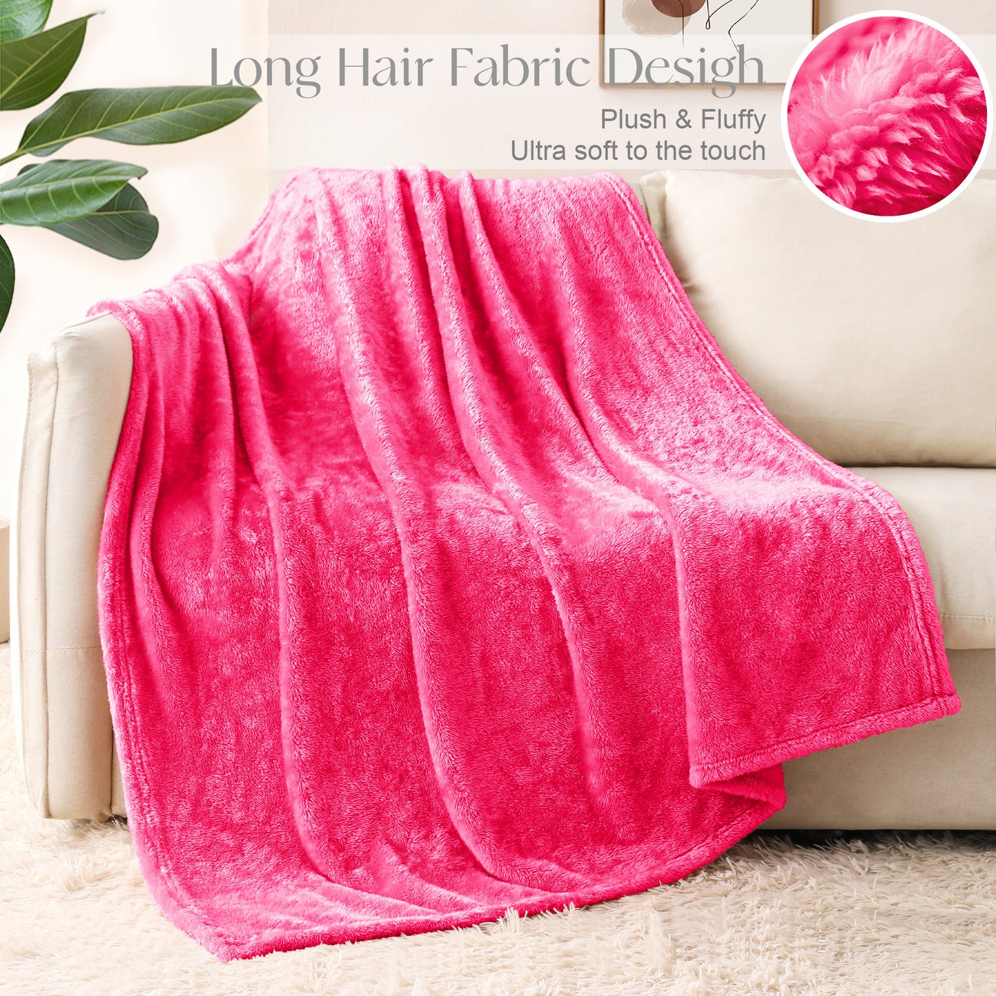 Whale Flotilla Extra Large Fleece Throw Blanket 50x70 Inch, Super Plush and Soft 300GSM Blankets for All Season, Fluffy and Lightweight, Hot Pink