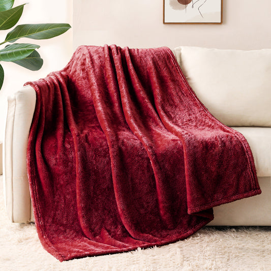 Whale Flotilla Extra Large Fleece Throw Blanket 50x70 Inch, Super Plush and Soft 300GSM Blankets for All Season, Fluffy and Lightweight, Burgundy