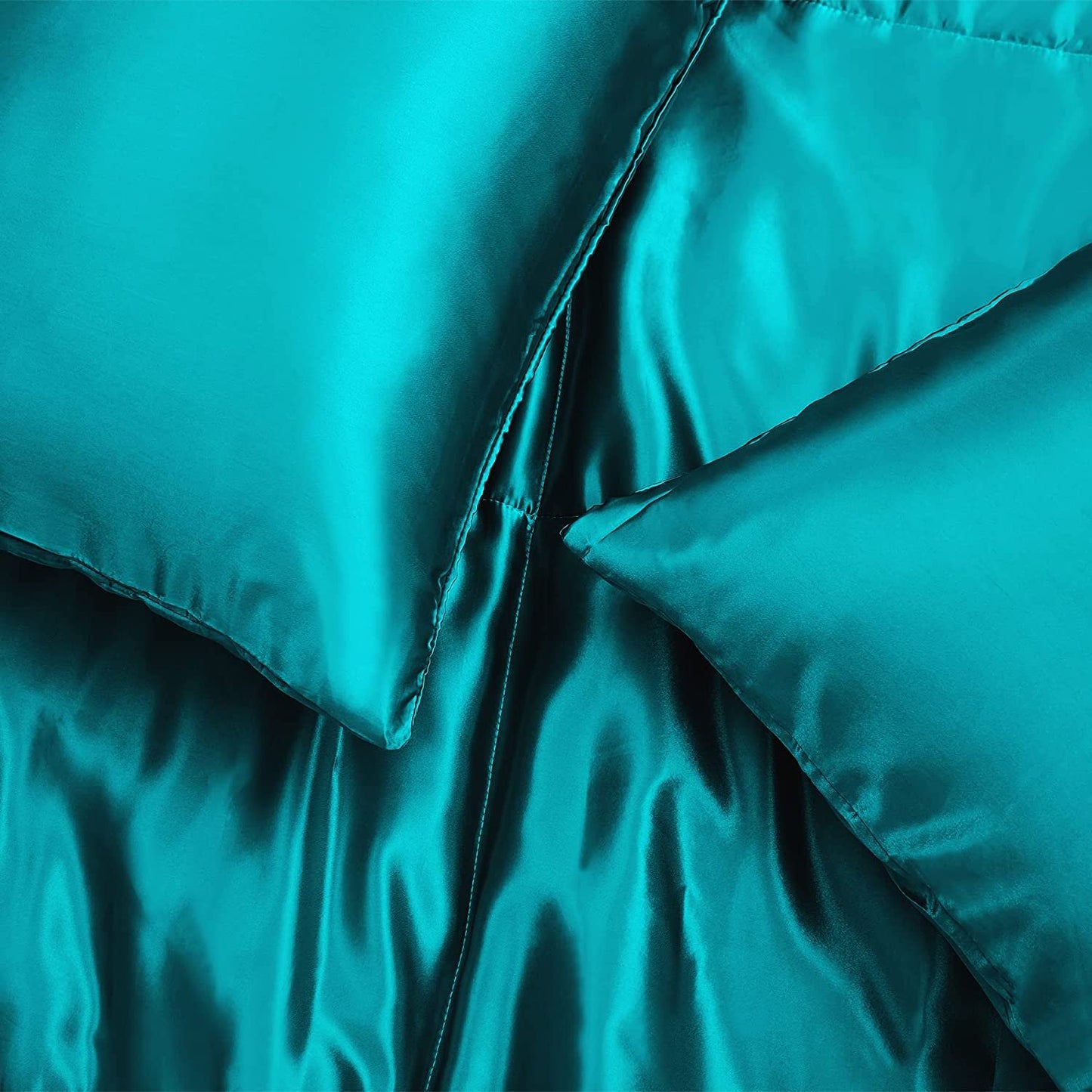 Whale Flotilla 2-Piece Reversible King Size Silk Comforter Set/Bedding Set, Soft Satin Comforter with 1 Satin Pillowcases, Lightweight Duvet Set for All Seasons, Turquoise