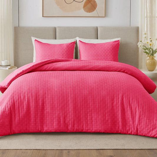 Whale Flotilla 2-Piece Jacquard Braid Ultra Soft Twin Comforter Set, Luxury Reversible Microfiber Comforters Twin Size Bedding Set with Pillowcase, Lightweight Duvet for All Seasons, Hot Pink