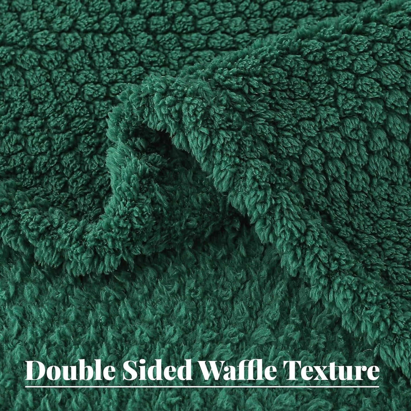 Whale Flotilla King Size Fuzzy Fleece Blanket, Fluffy Warm Soft Jacquard Bed Blankets for Fall Winter, Lightweight and Cozy, 90x104 Inch, Deep Green