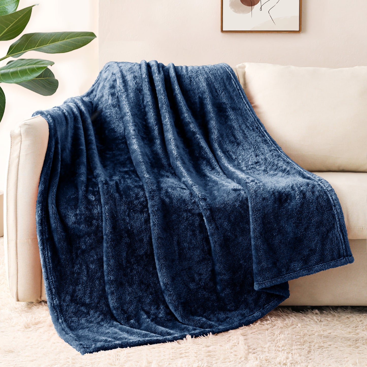 Whale Flotilla Extra Large Fleece Throw Blanket 50x70 Inch, Super Plush and Soft 300GSM Blankets for All Season, Fluffy and Lightweight, Navy Blue