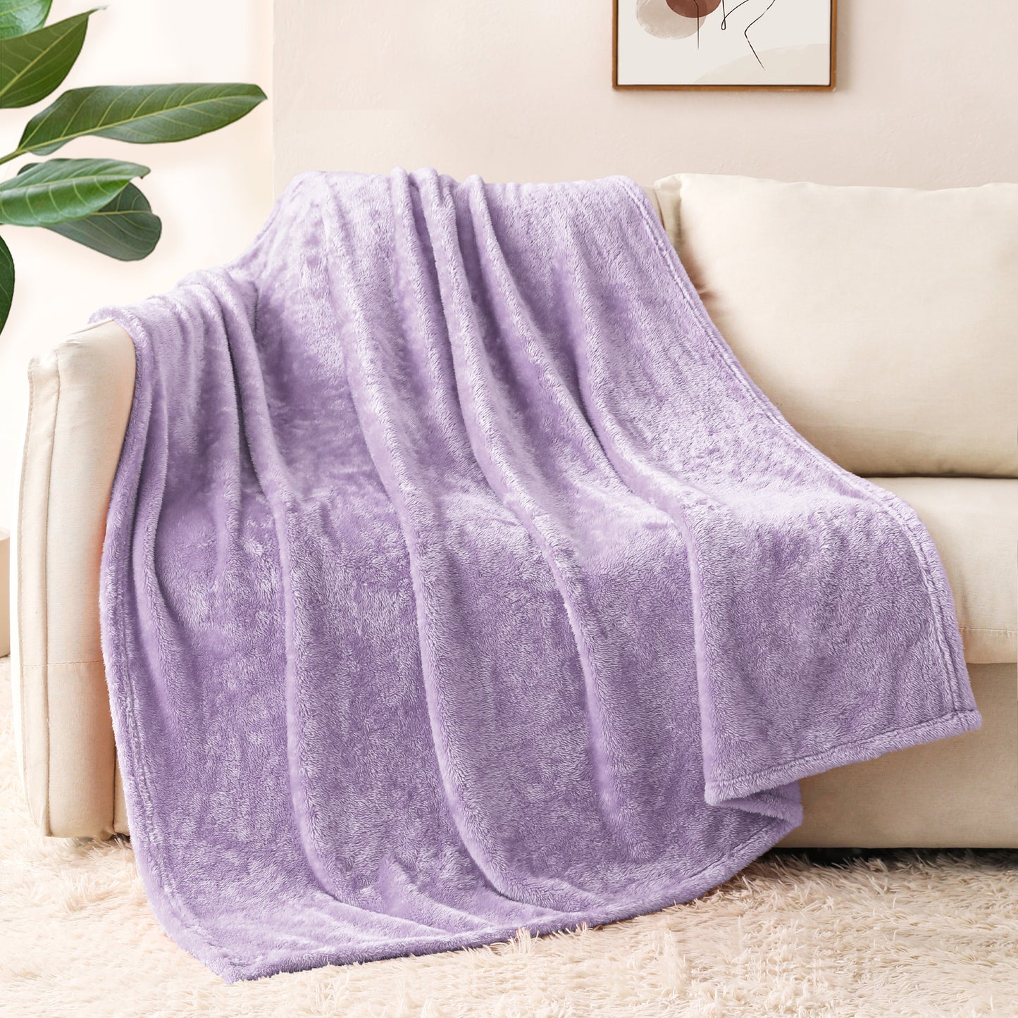 Whale Flotilla Extra Large Fleece Throw Blanket 50x70 Inch, Super Plush and Soft 300GSM Blankets for All Season, Fluffy and Lightweight, Lilac