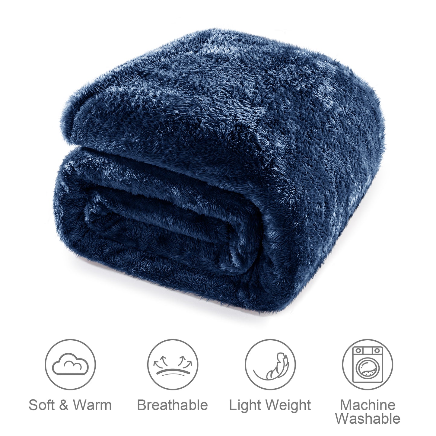 Whale Flotilla Extra Large Fleece Throw Blanket 50x70 Inch, Super Plush and Soft 300GSM Blankets for All Season, Fluffy and Lightweight, Navy Blue