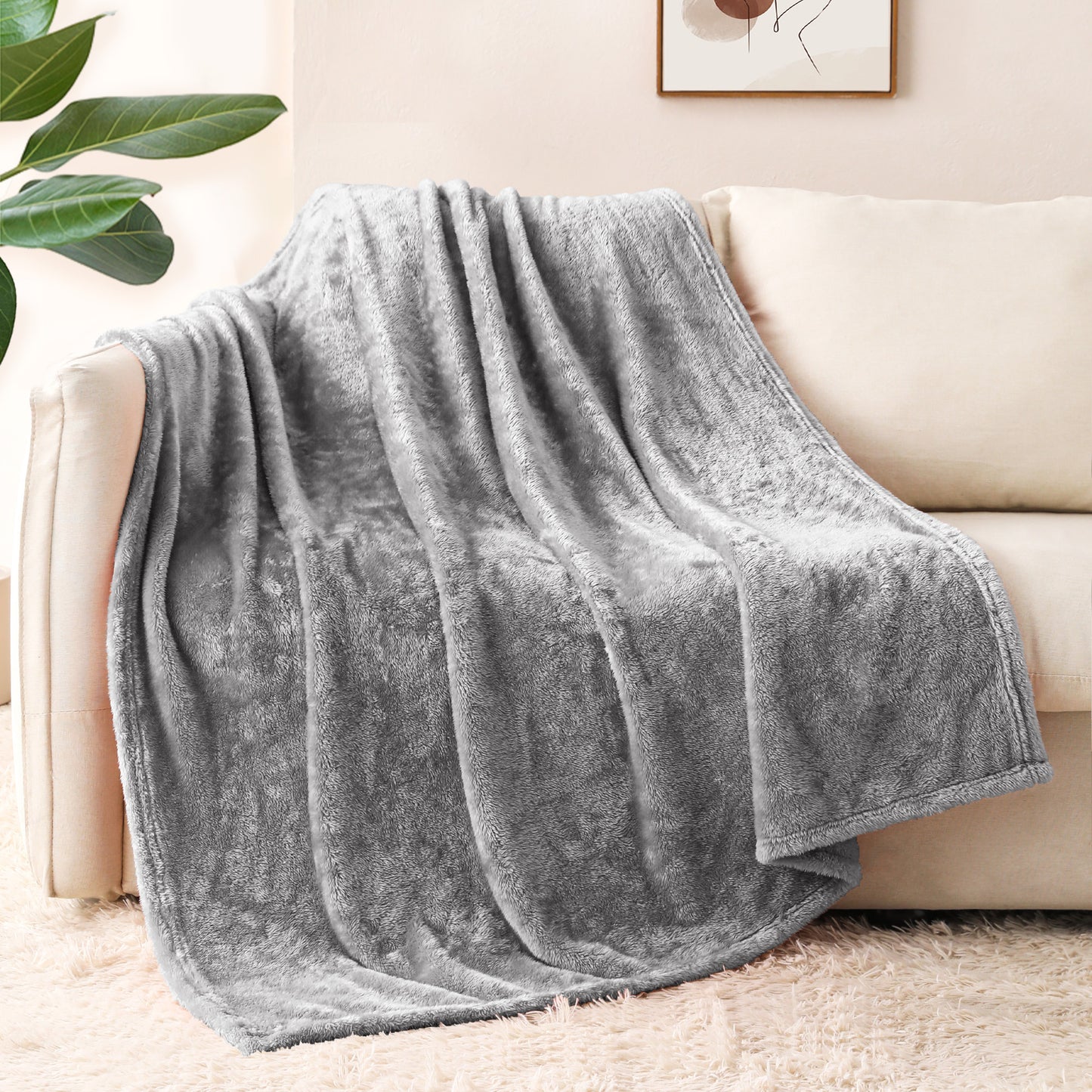 Whale Flotilla Extra Large Fleece Throw Blanket 50x70 Inch, Super Plush and Soft 300GSM Blankets for All Season, Fluffy and Lightweight, Grey