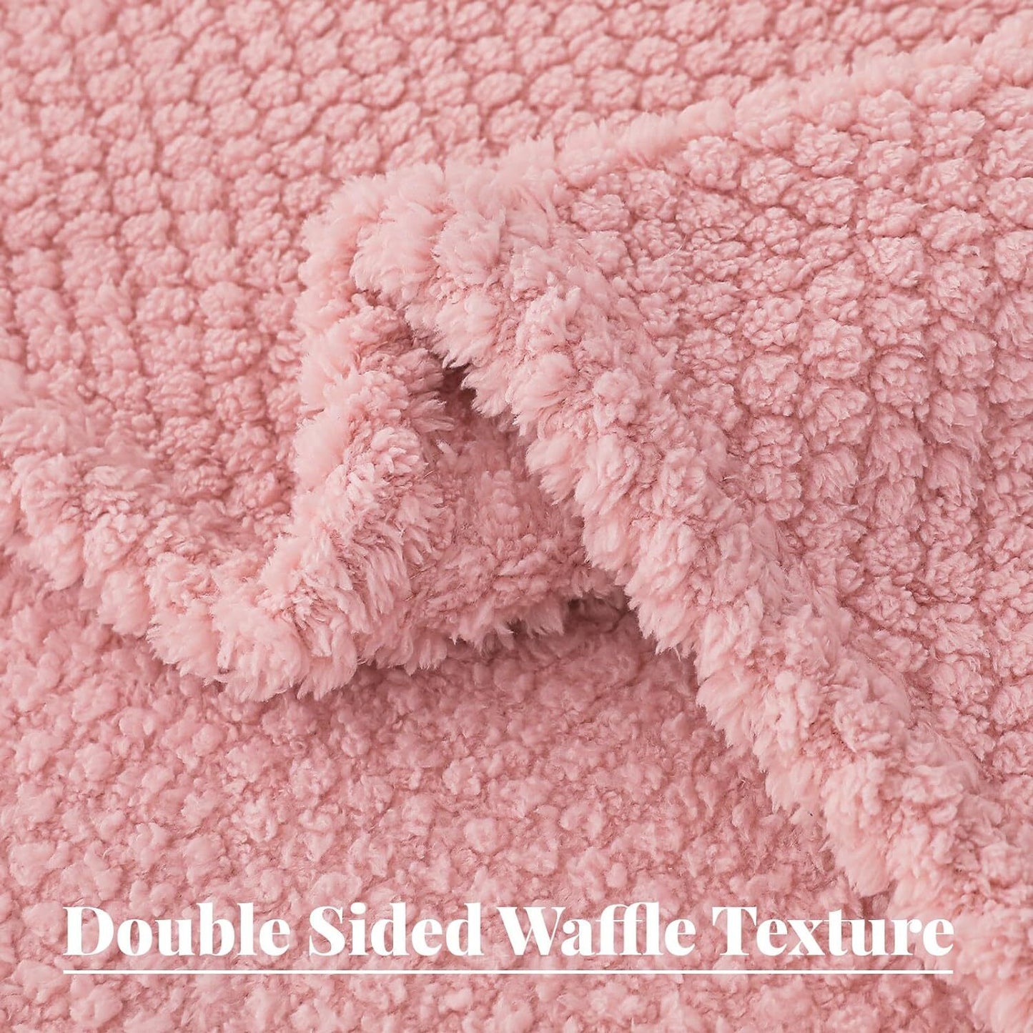 Whale Flotilla King Size Fuzzy Fleece Blanket, Fluffy Warm Soft Jacquard Bed Blankets for Fall Winter, Lightweight and Cozy, 90x104 Inch, Pink