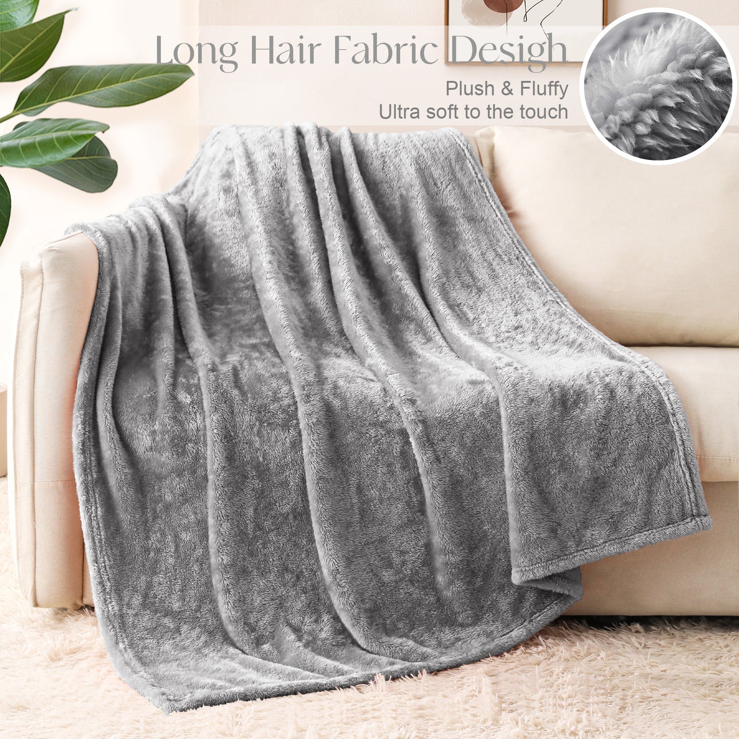 Whale Flotilla Extra Large Fleece Throw Blanket 50x70 Inch, Super Plush and Soft 300GSM Blankets for All Season, Fluffy and Lightweight, Grey