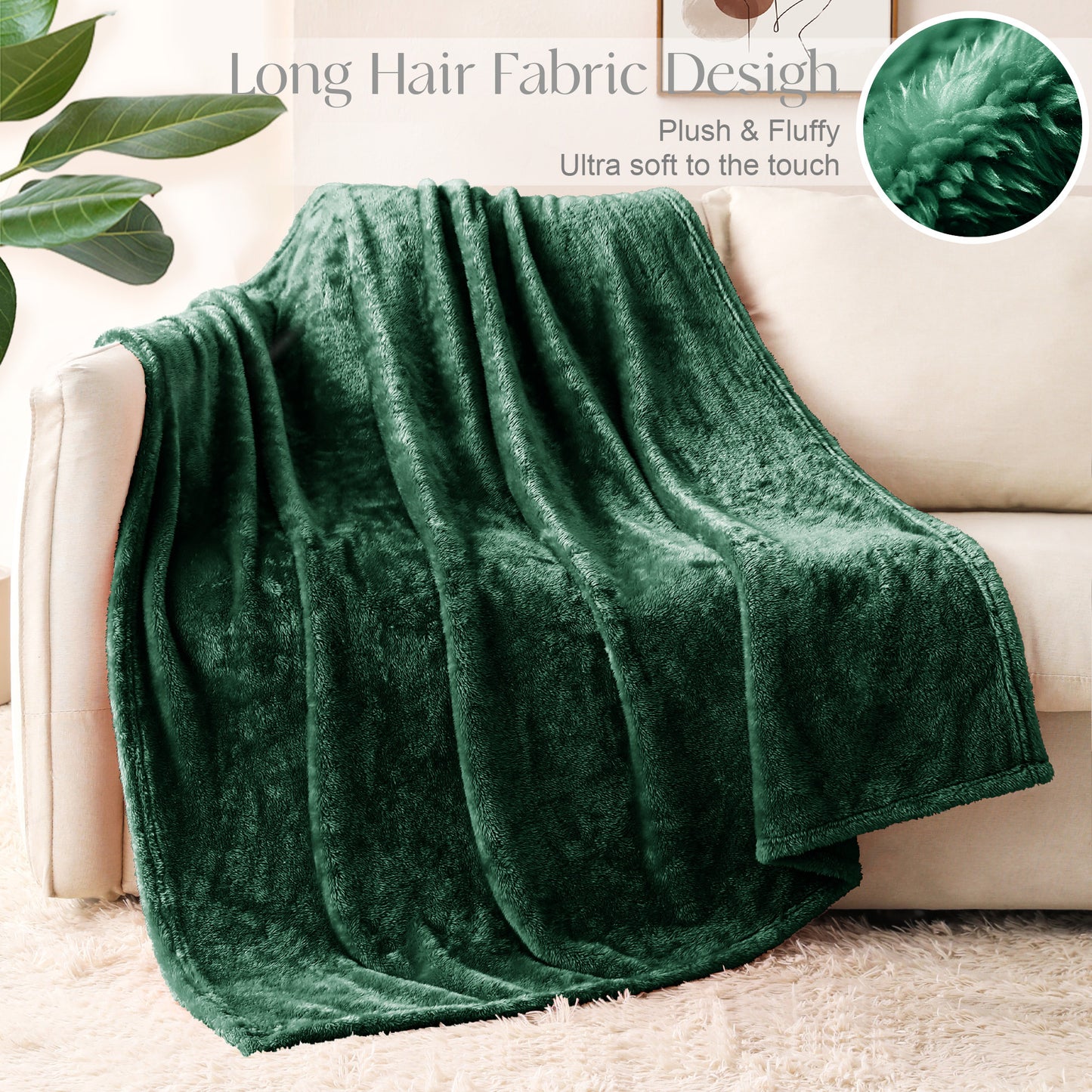 Whale Flotilla Extra Large Fleece Throw Blanket 50x70 Inch, Super Plush and Soft 300GSM Blankets for All Season, Fluffy and Lightweight, Emerald Green