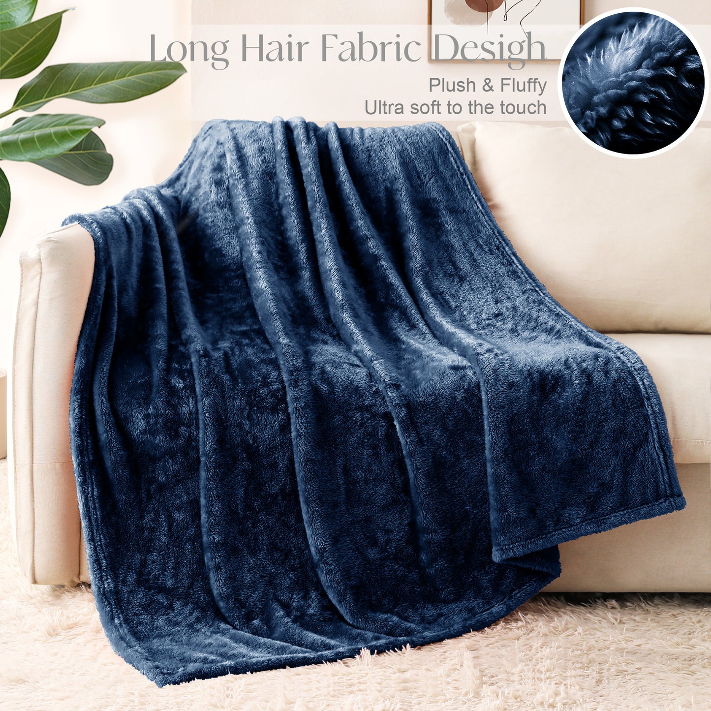 Whale Flotilla Extra Large Fleece Throw Blanket 50x70 Inch, Super Plush and Soft 300GSM Blankets for All Season, Fluffy and Lightweight, Navy Blue