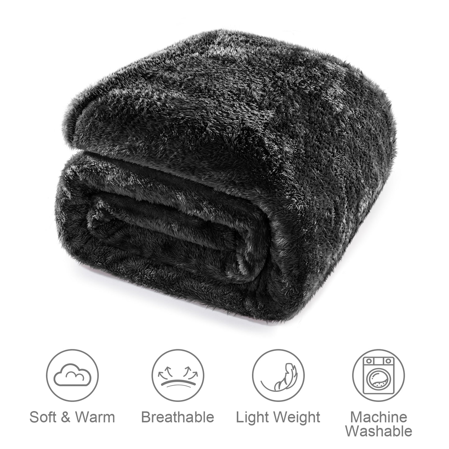 Whale Flotilla Extra Large Fleece Throw Blanket 50x70 Inch, Super Plush and Soft 300GSM Blankets for All Season, Fluffy and Lightweight, Black