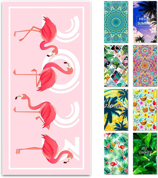 Whale Flotilla Flamingo Quick Dry Beach Towel, Large Sand Free Pool Microfiber Beach Towels for Kids and Adults, Lightweight and Absorbent,30"x60", Pink Flamingo